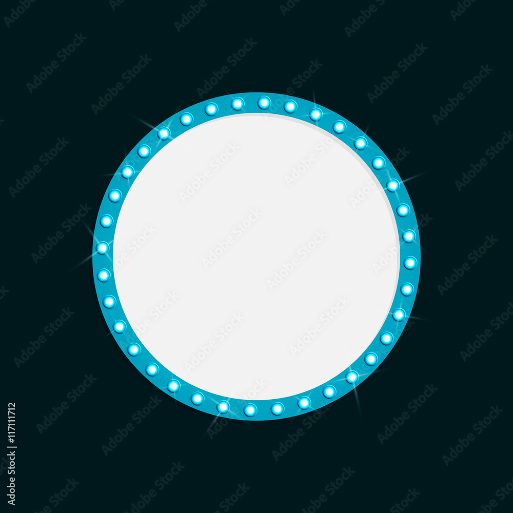 Abstract retro light banner/signboard with light bulbs on the contour. Isolated on black background. Vector illustration, eps 10. Abstract retro light banner/signboard with light bulbs on the contour. Isolated on black background. Vector illustration, eps 10.