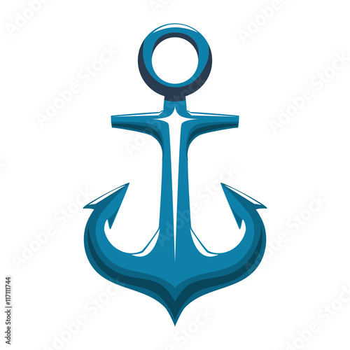 Sea lifestyle and nautical concept represented by blue anchor icon. Isolated and flat illustration