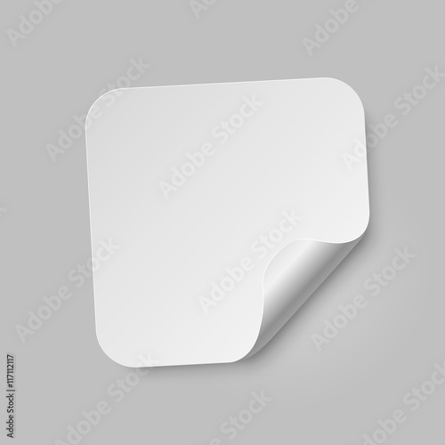 Vector paper sticker template with bent edge. Isolated on gray background. Vector illustration, eps 10.