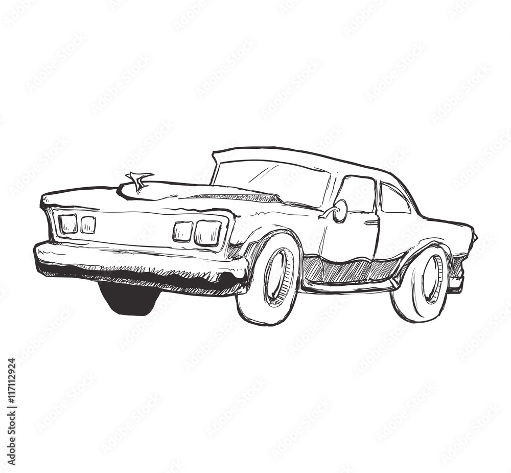 Transportation concept represented by car icon. Isolated and sketch illustration