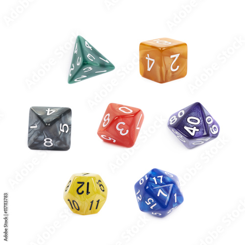 Canvas-taulu Set of roleplaying dices isolated