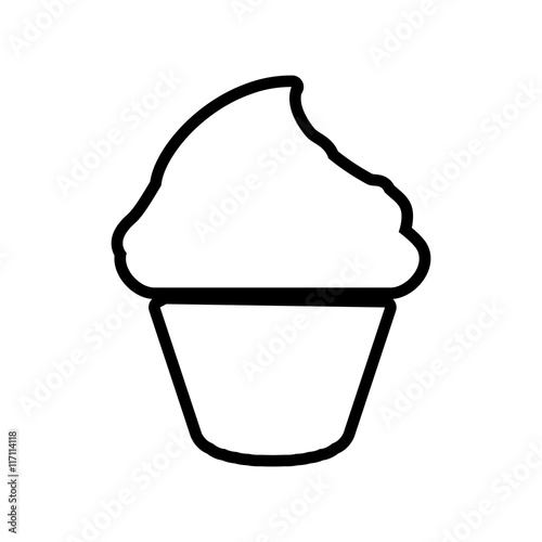 Bakery concept represented by muffing cupcake silhouette icon. Isolated and flat illustration