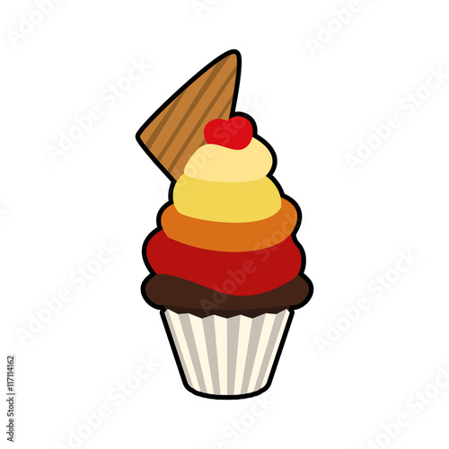 Bakery concept represented by muffing cupcake icon. Isolated and flat illustration