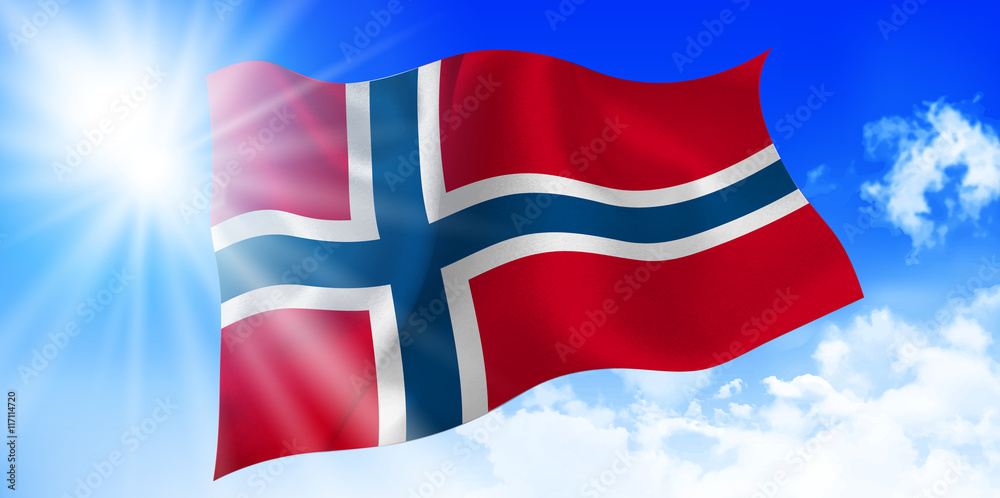 Fototapeta premium ノルウェー 国旗 空 背景