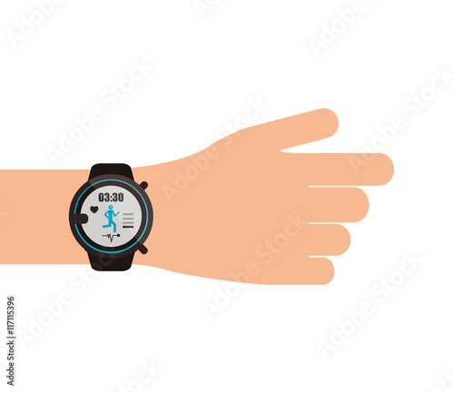 flat design heartrate wrist tracker on hand icon vector illustration