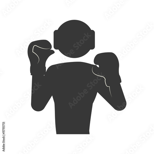 Boxing concept represented by boxer silhouette icon. Isolated and flat illustration