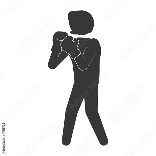 Boxing concept represented by boxer silhouette icon. Isolated and flat illustration