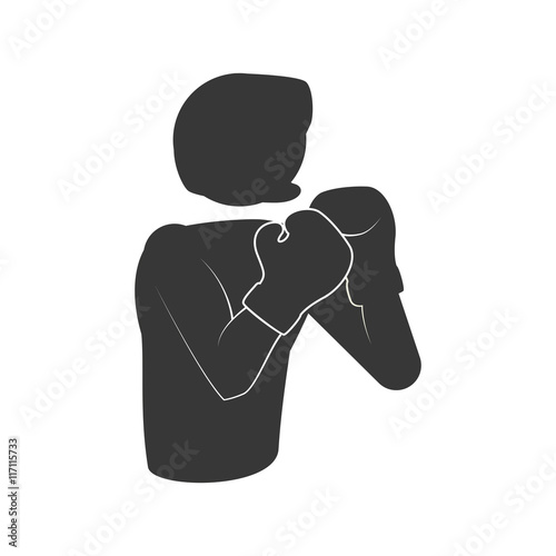 Boxing concept represented by boxer silhouette icon. Isolated and flat illustration