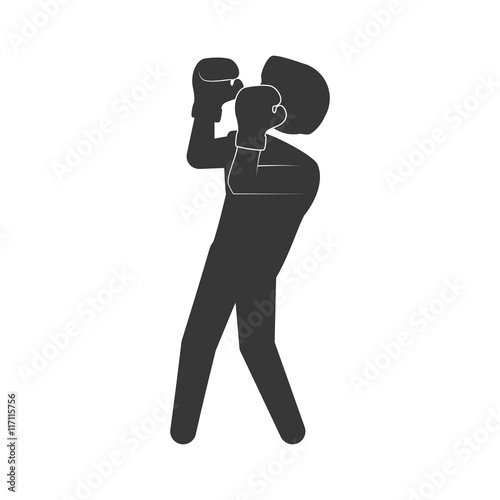 Boxing concept represented by boxer silhouette icon. Isolated and flat illustration