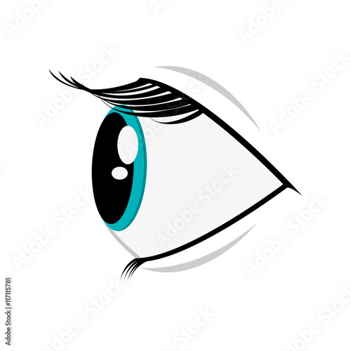 flat design cartoon eye profile icon vector illustration