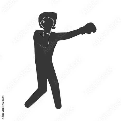 Boxing concept represented by boxer silhouette icon. Isolated and flat illustration