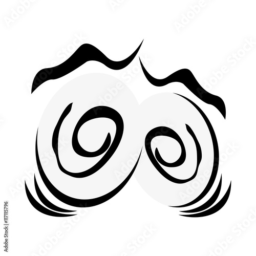 flat design traumatized cartoon eyes icon vector illustration