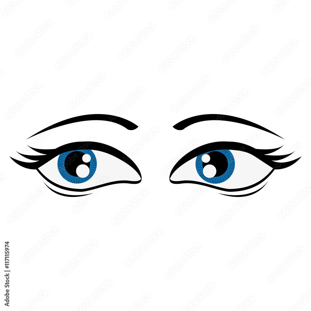 flat design tired femenine cartoon eyes icon vector illustration