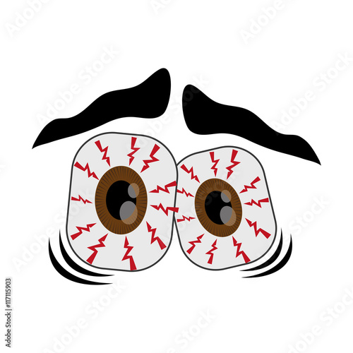 flat design frightened cartoon eyes icon vector illustration