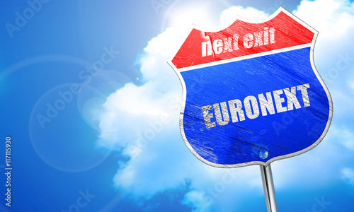 Euronext, 3D rendering, blue street sign photo