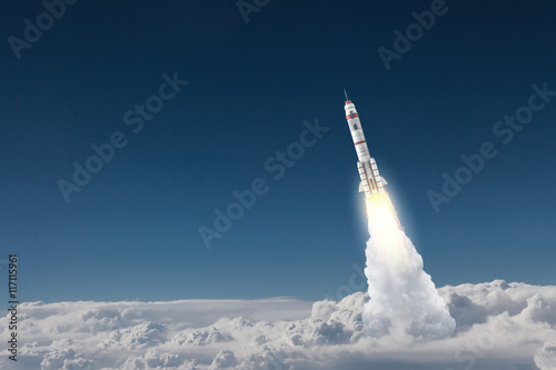 Fototapeta Naklejka Na Ścianę i Meble -  Rocket Space Ship . Mixed media