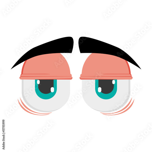 flat design tired cartoon eyes icon vector illustration