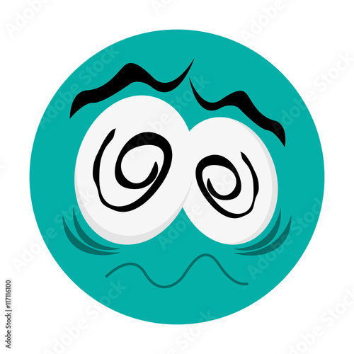 flat design traumatized face emoticon icon vector illustration