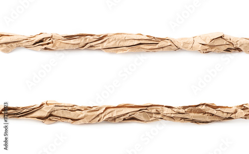 Line of crubled paper isolated