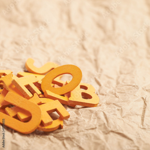 Pile of wooden letters