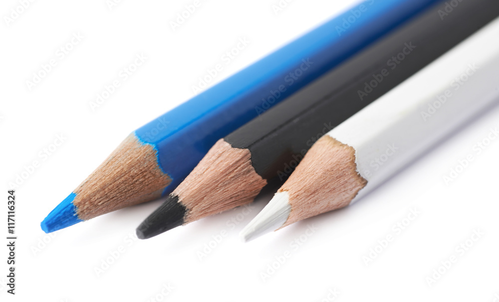 Three drawing pencils composition isolated Three drawing pencils composition isolated