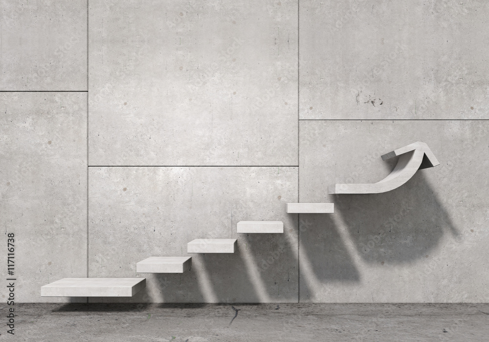 Fototapeta Schody na betonowej ścianie - wzrost, postęp