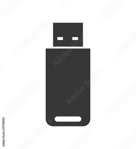 Gadget and technology concept represented by usb silhouette icon. Isolated and flat illustration