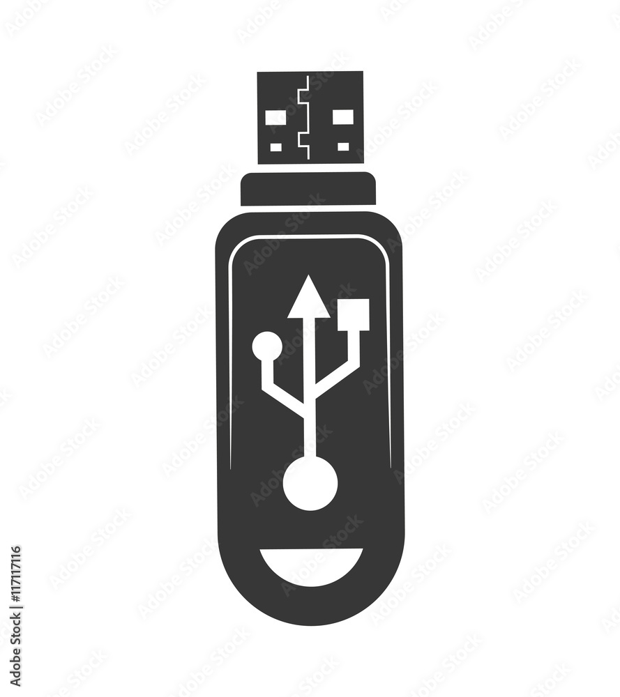 Gadget and technology concept represented by usb silhouette icon. Isolated and flat illustration Gadget and technology concept represented by usb silhouette icon. Isolated and flat illustration