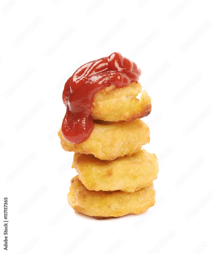 Breaded chicken nugget composition isolated Breaded chicken nugget composition isolated