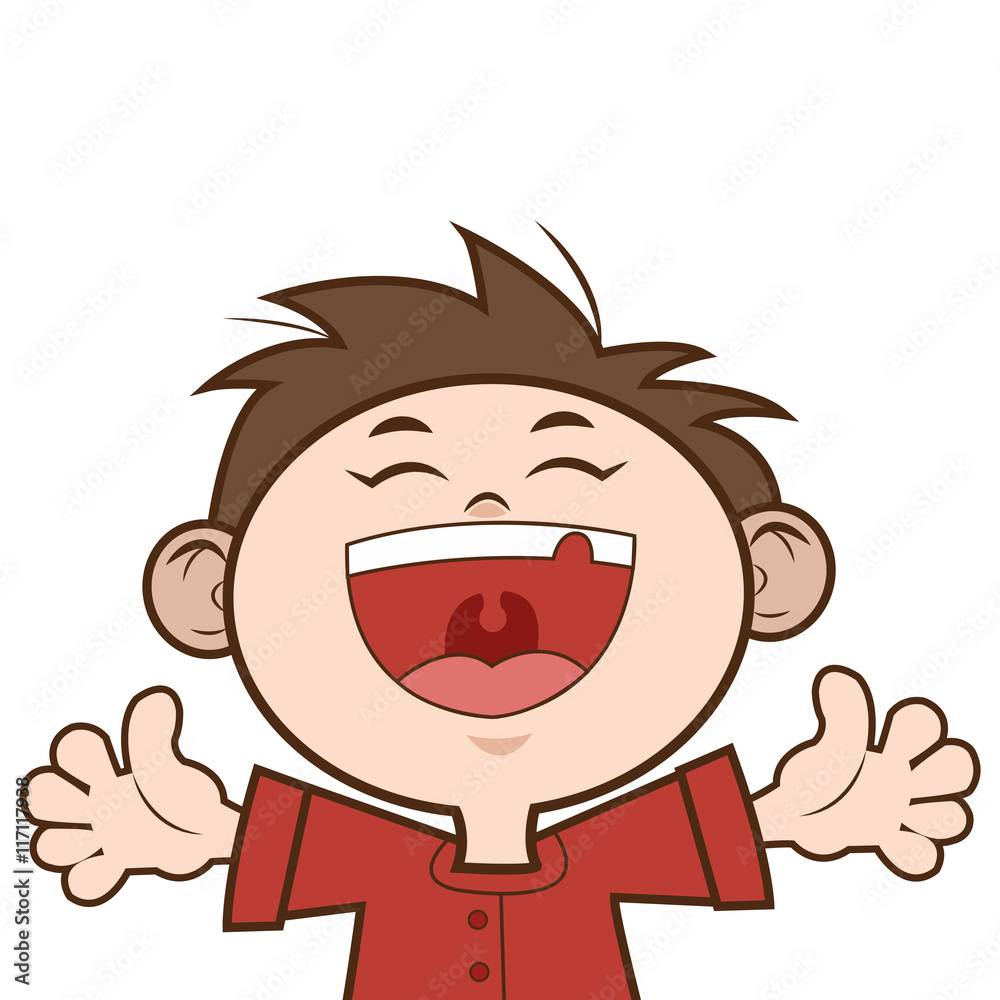 Obraz premium flat design happy young boy icon vector illustration