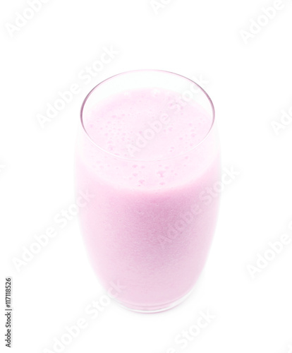 Glass filled with smoothie isolated