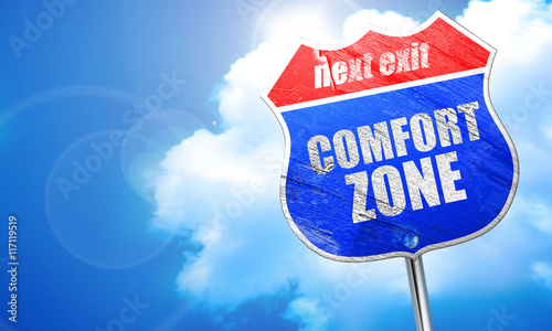 Canvas Print comfort zone, 3D rendering, blue street sign