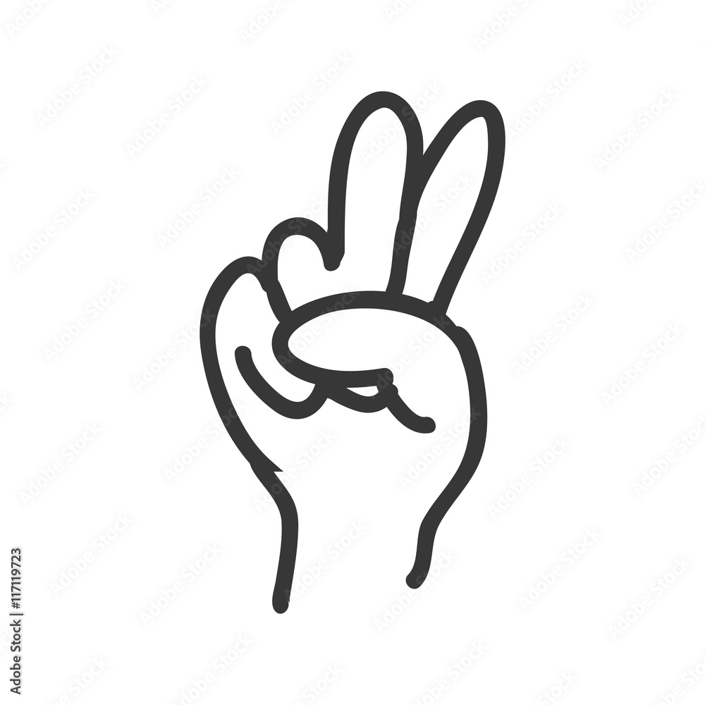 Obraz premium Sketch concept represented by human hand icon. Isolated and flat illustration