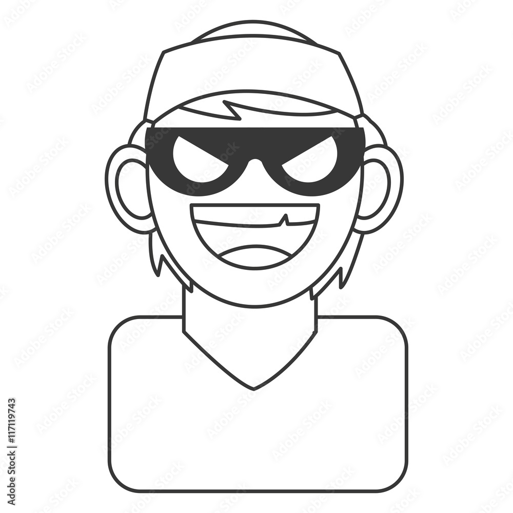 flat design criminal man with mask icon vector illustration flat design criminal man with mask icon vector illustration