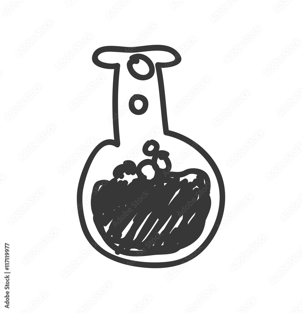 Sketch and science concept represented by flask icon. Isolated and flat illustration Sketch and science concept represented by flask icon. Isolated and flat illustration