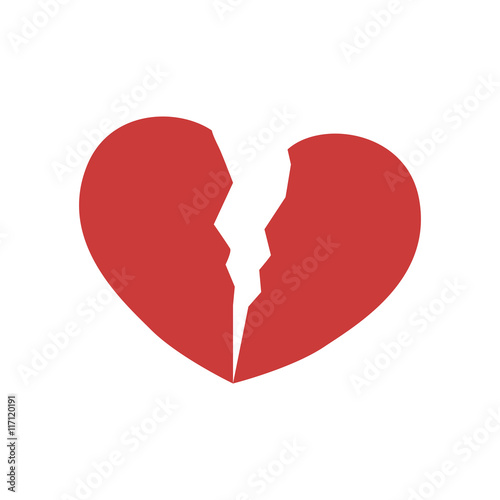 Love concept represented by borken heart shape icon. Isolated and flat illustration