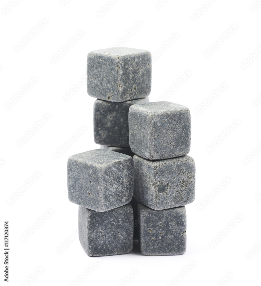 Whiskey stone cube composition isolated Whiskey stone cube composition isolated