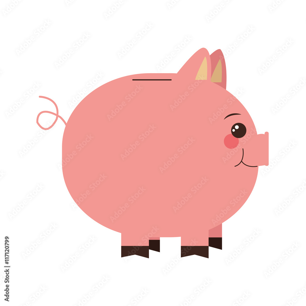 Fototapeta premium flat design piggy bank icon vector illustration