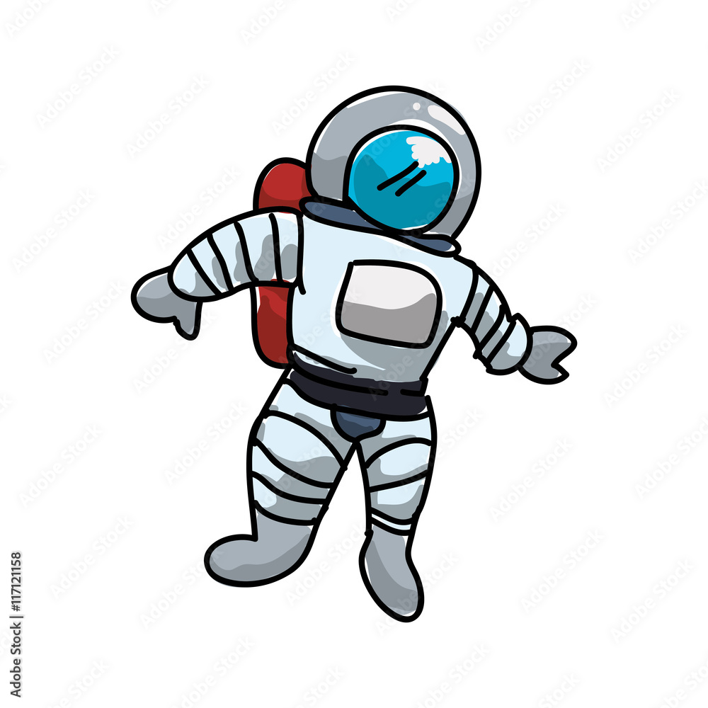 Science and space concept represented by astronaut icon. Isolated and sketch illustration