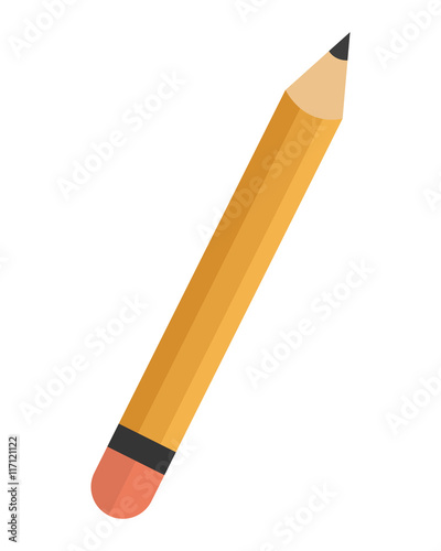 flat design pencil with eraser icon vector illustration