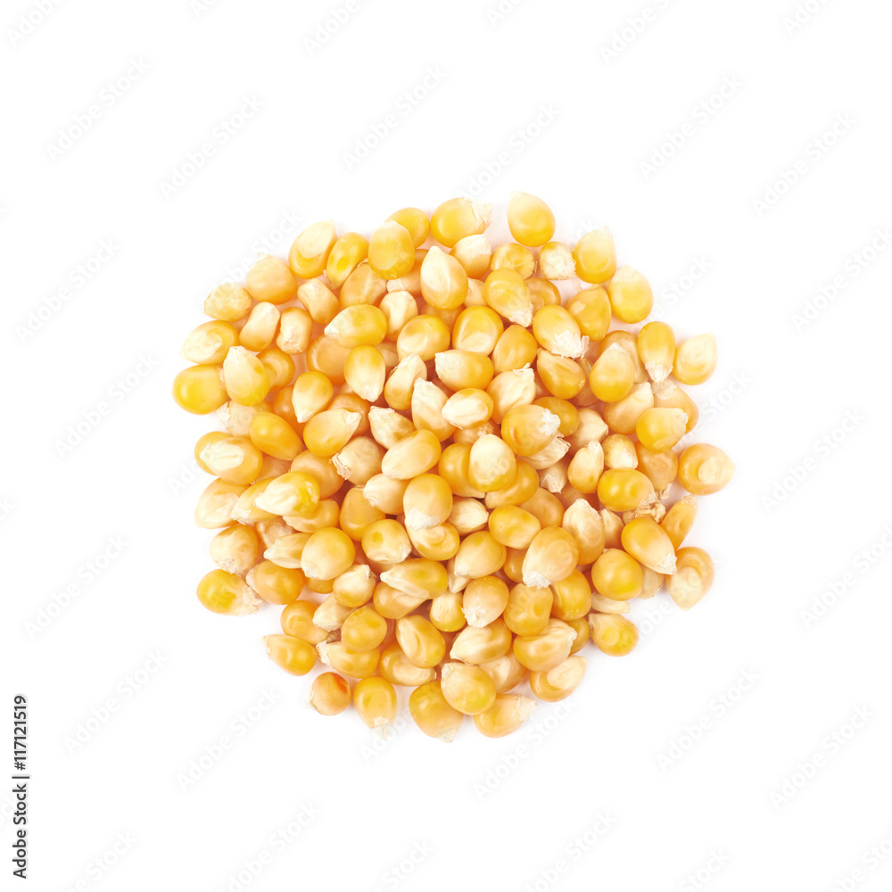 Pile of corn kernels isolated Pile of corn kernels isolated