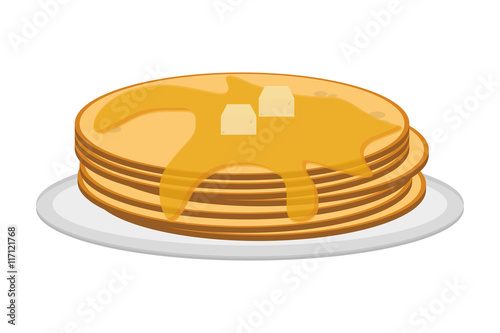 flat design pancakes on plate icon vector illustration