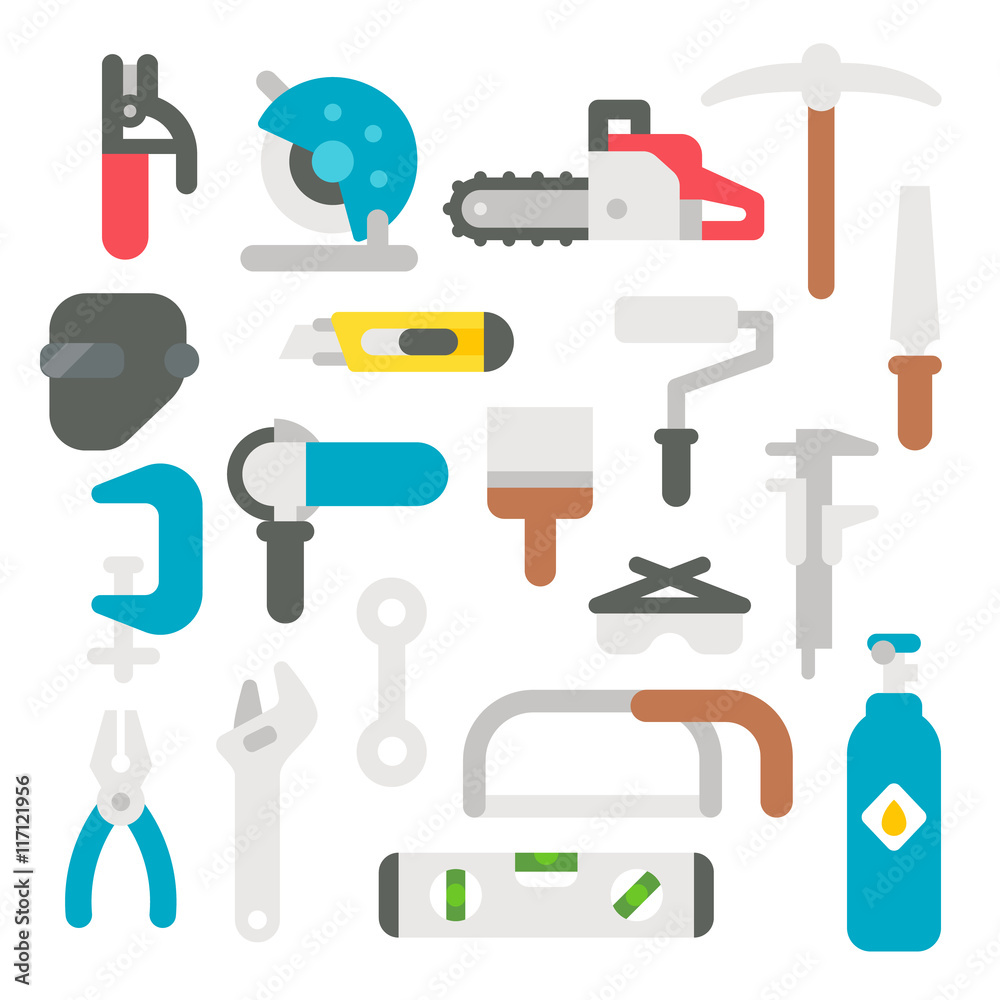 Fototapeta premium Flat design labor tools set