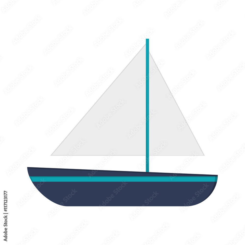 flat design single sailboat icon vector illustration