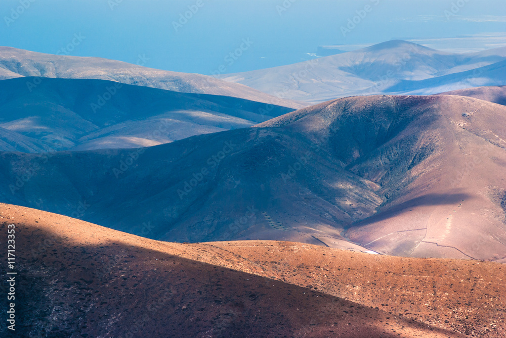 Fototapeta premium Beautiful volcanic landscape of Fuerteventura. Canary Islands. Spain