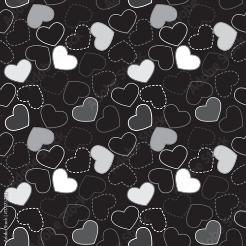 Seamless geometric pattern with hearts. Vector repeating texture. Stylish valentines background.