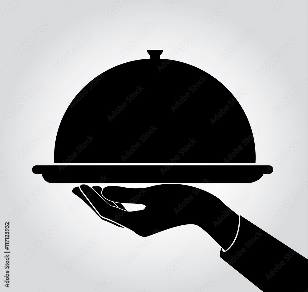 waiter / waitress serve icon , dish up vector waiter / waitress serve icon , dish up vector
