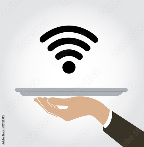 waiter serve Wifi network icon , dish up Wifi vector
