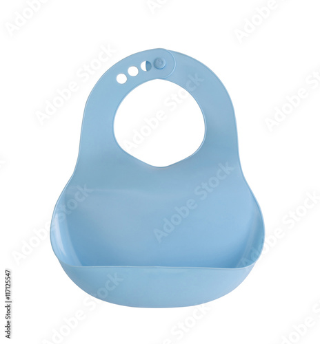 blue plastic baby bib