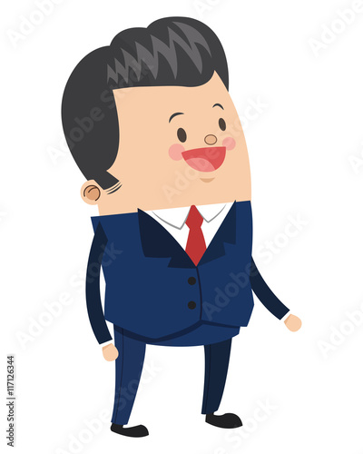 flat design cute businessman with brillantine hair cartoon icon vector illustration photo